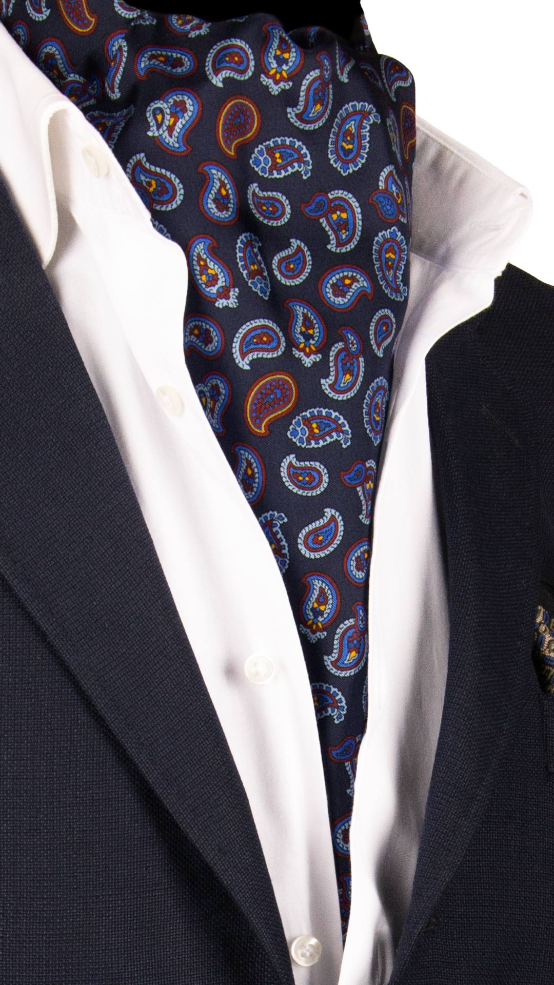 Ascot Stampa di Seta Blu Paisley Multicolor AS121 Made in Italy Graffeo Cravatte