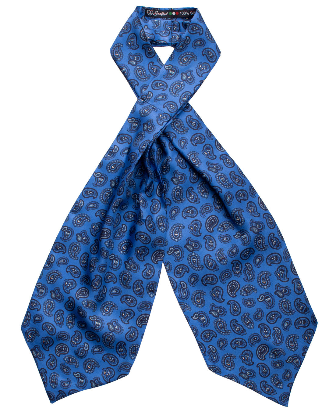 Ascot Stampa di Seta Bluette Paisley Blu Celeste AS120 Fronte