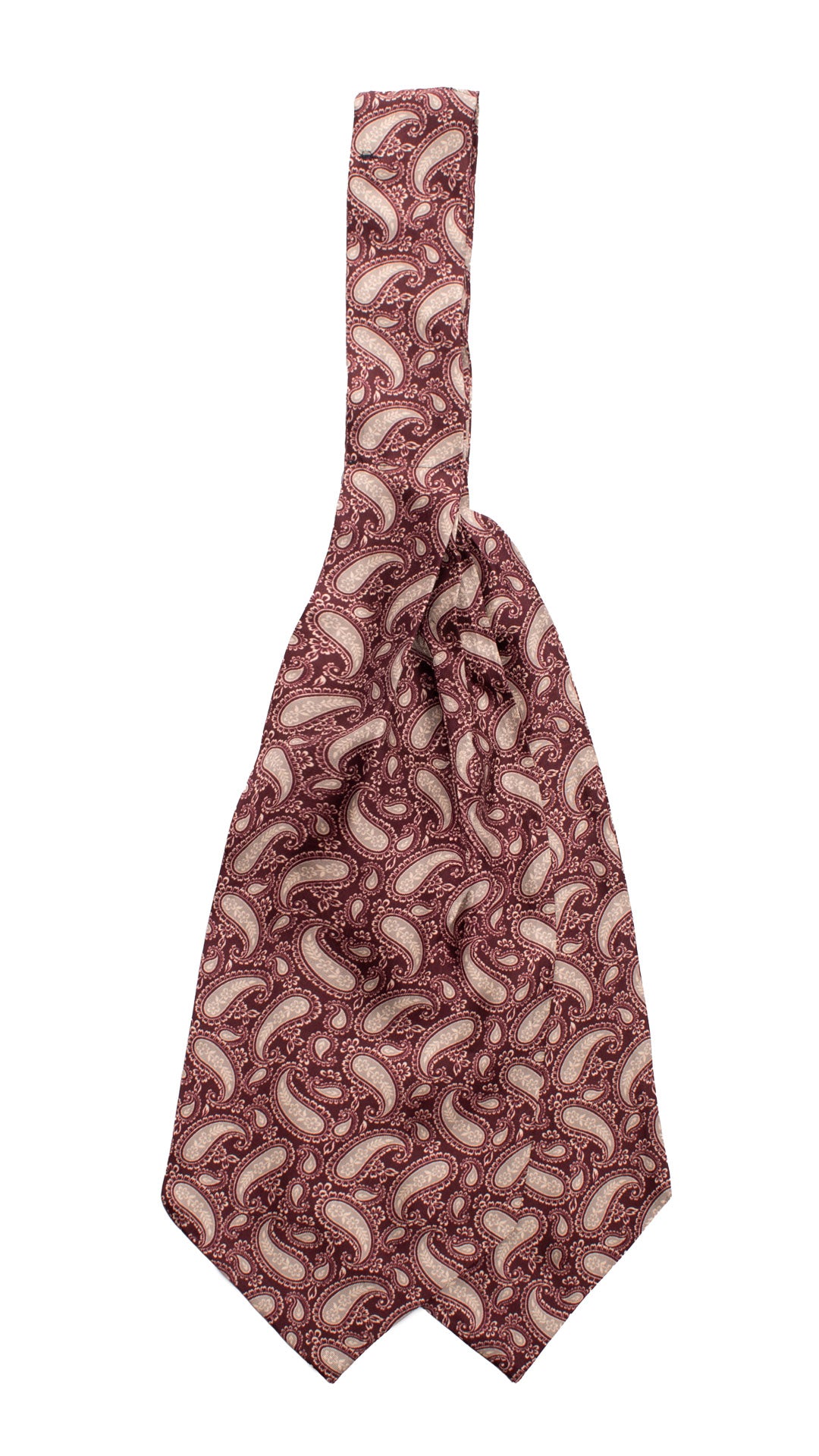 Ascot Stampa di Seta Bordeaux Paisley Tono su Tono Grigio Made in Italy Graffeo Cravatte Retro