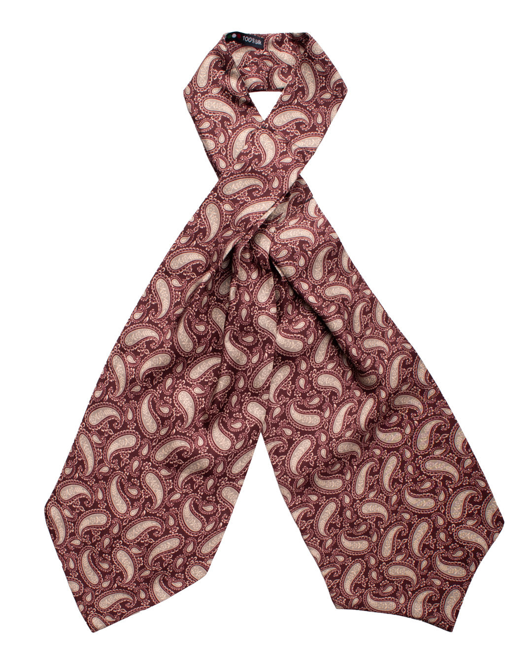 Ascot Stampa di Seta Bordeaux Paisley Tono su Tono Grigio Made in Italy Graffeo Cravatte
