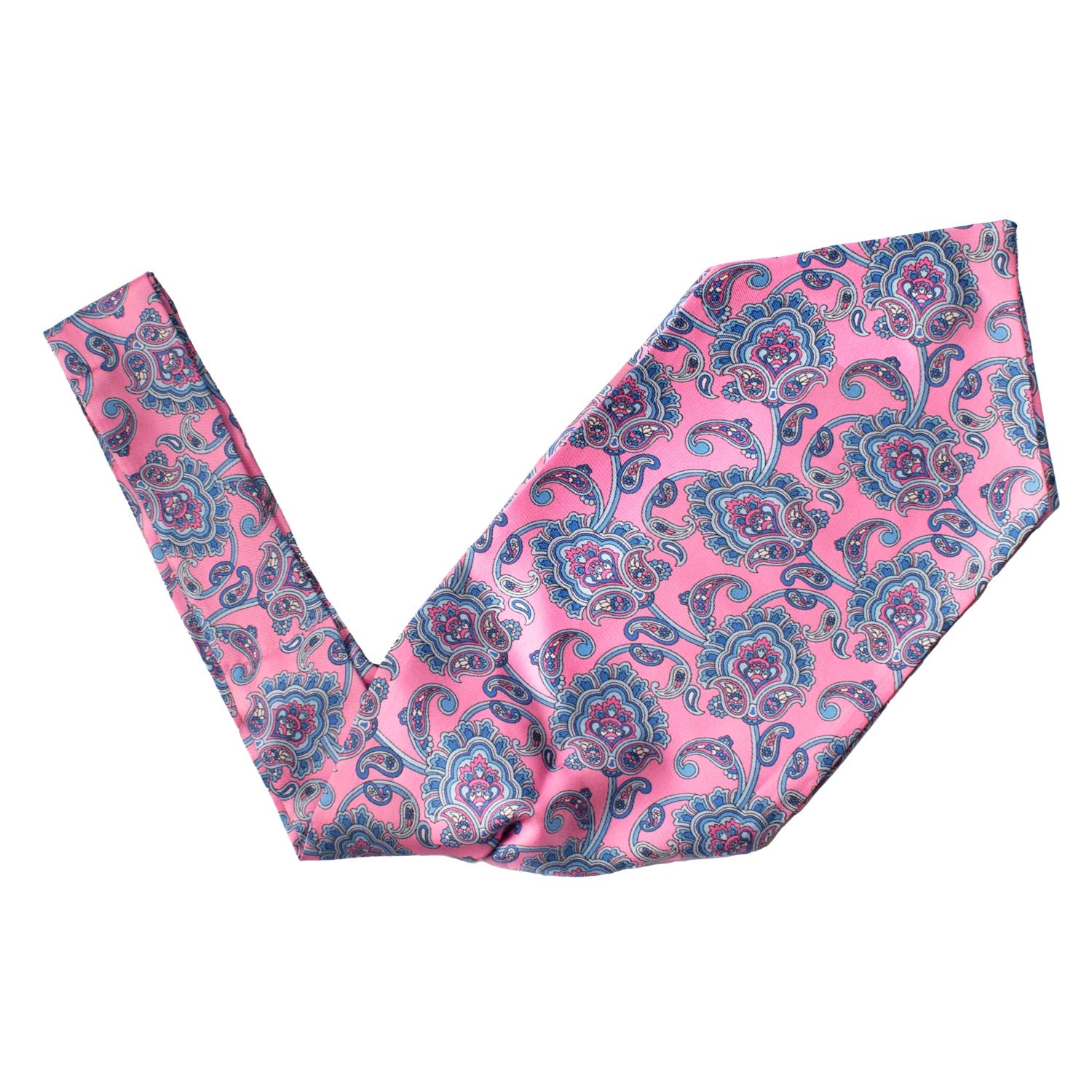 Ascot Stampa di Seta Rosa Paisley Azzurro Bianco Bluette AS178 V