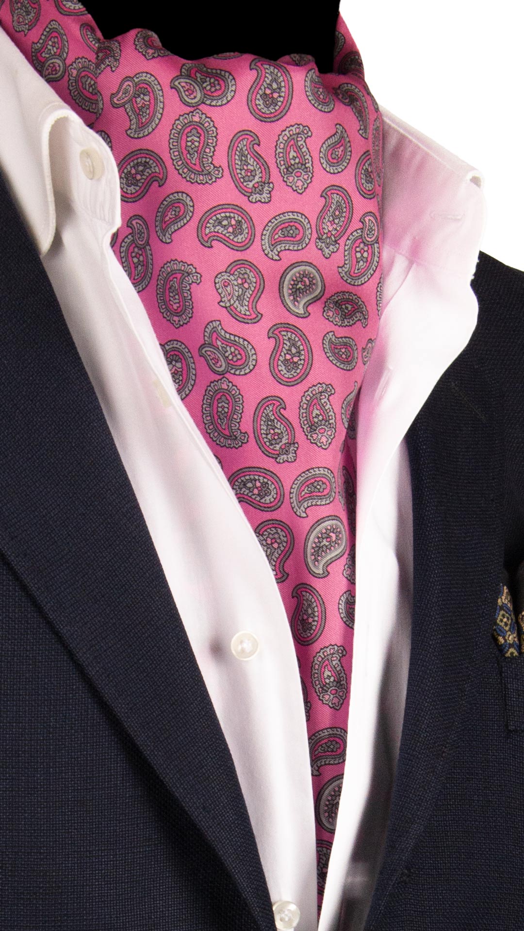 Ascot Stampa di Seta Rosa Paisley Grigio AS140 Made in Italy Graffeo Cravatte