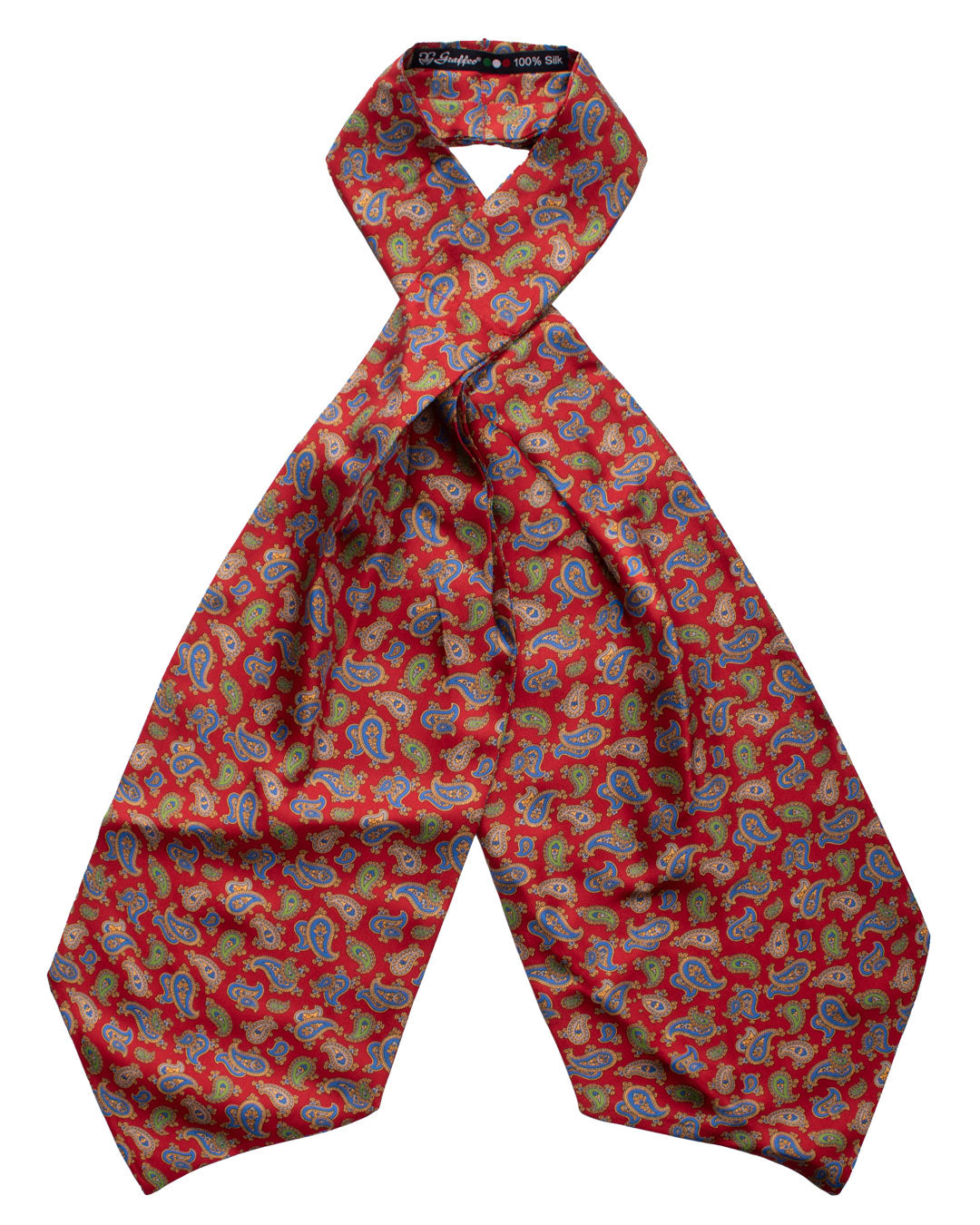 Ascot Stampa di Seta Rosso Paisley Multicolor AS126 Fronte