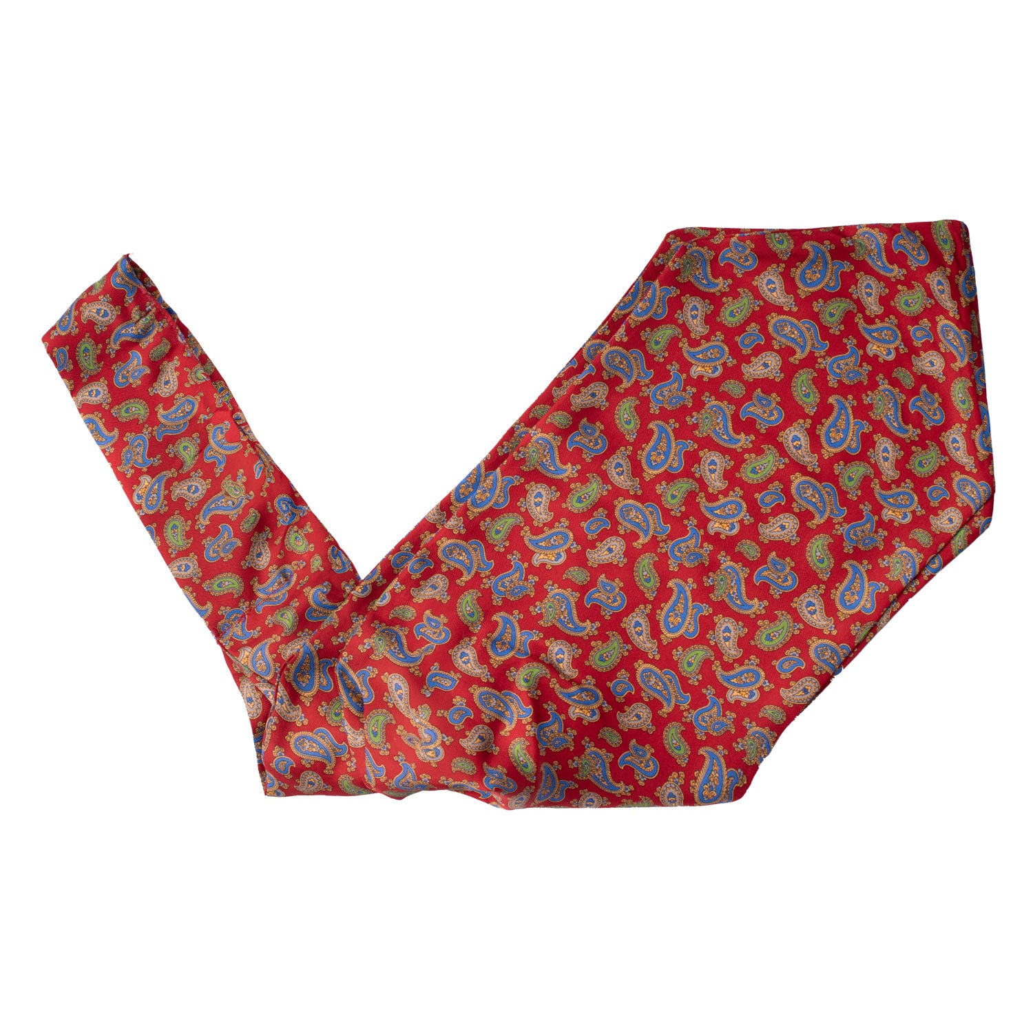 Man Red Printed Silk Ascot Multicolor Paisley AS126