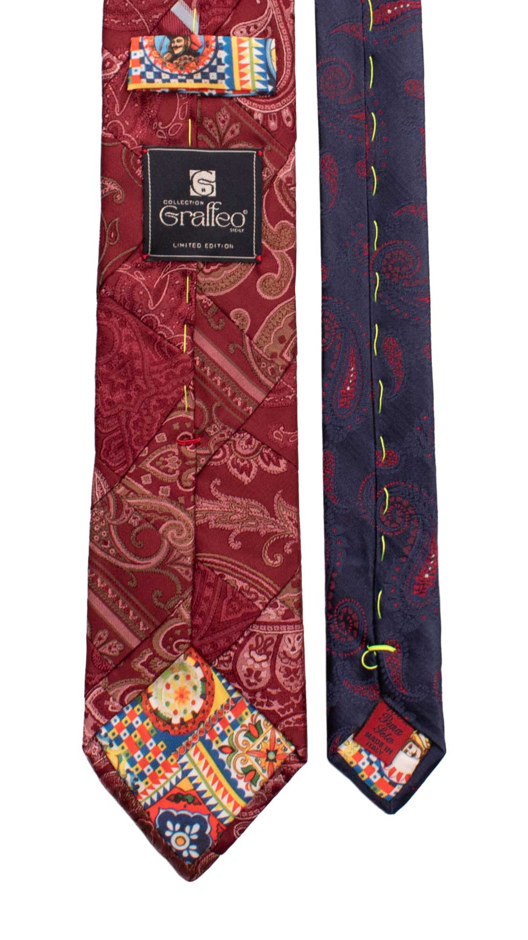 Cravatta-Mosaico-Patchwork-di-Seta-Bordeaux-Paisley-Rosa-Marrone- PM985
Pala