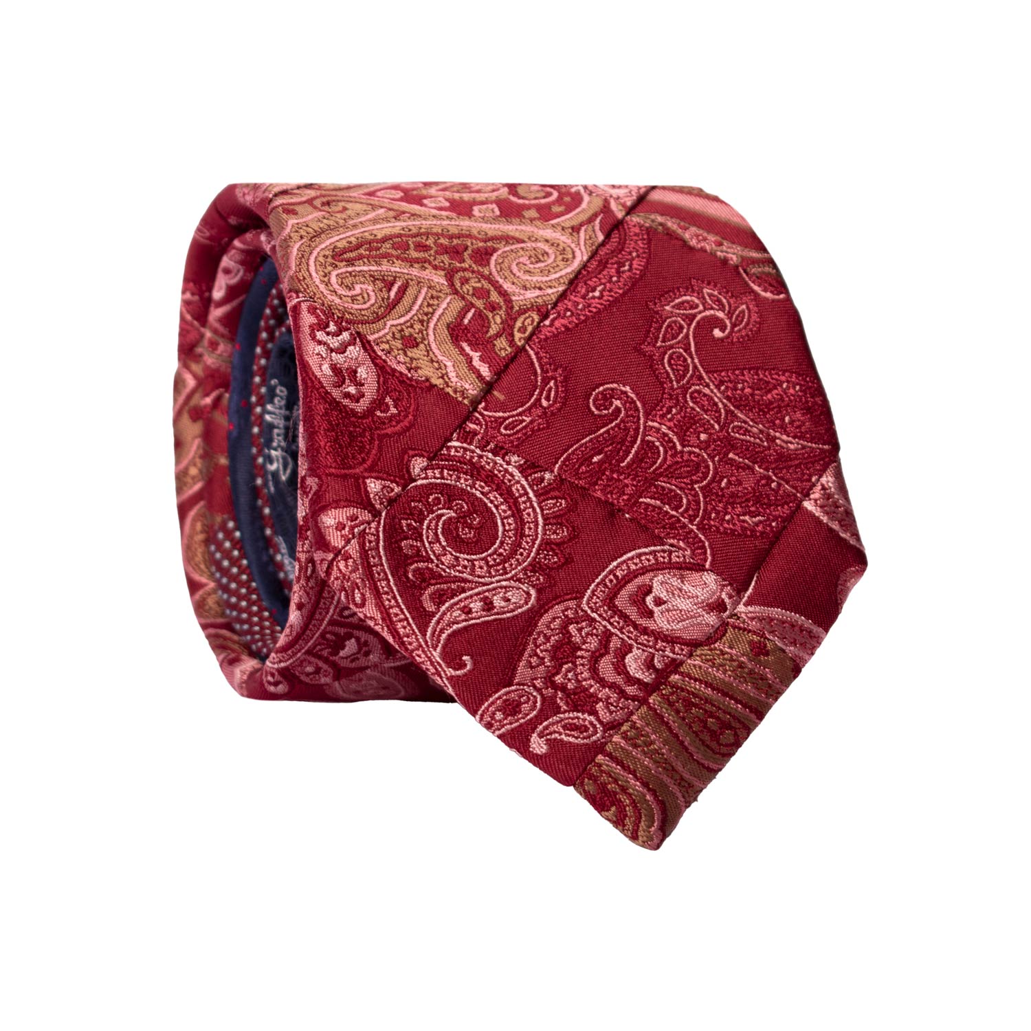 Cravatta-Mosaico-Patchwork-di-Seta-Bordeaux-Paisley-Rosa-Marrone- PM985
Rotolo