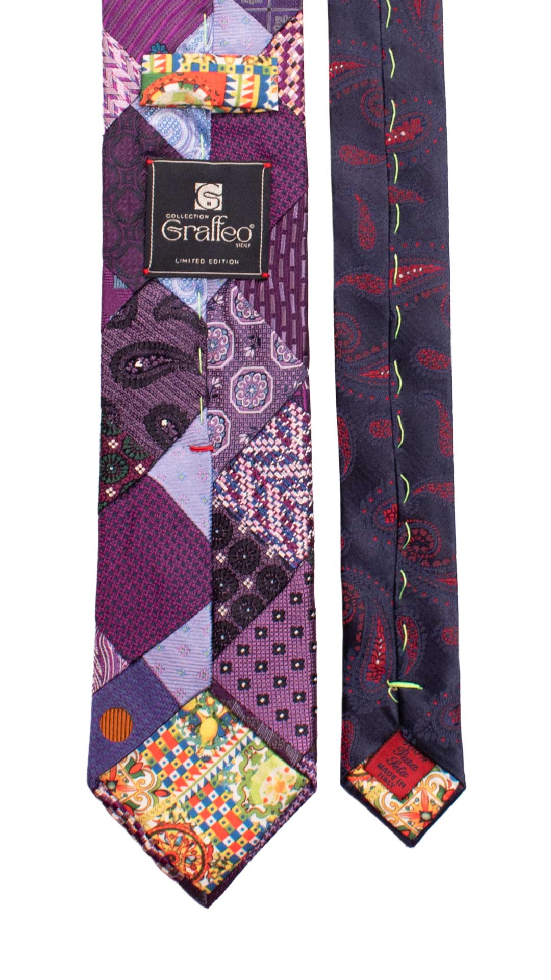 Cravatta-Mosaico-Patchwork-di-Seta-Viola-Fantasia-Multicolor- PM977
Pala