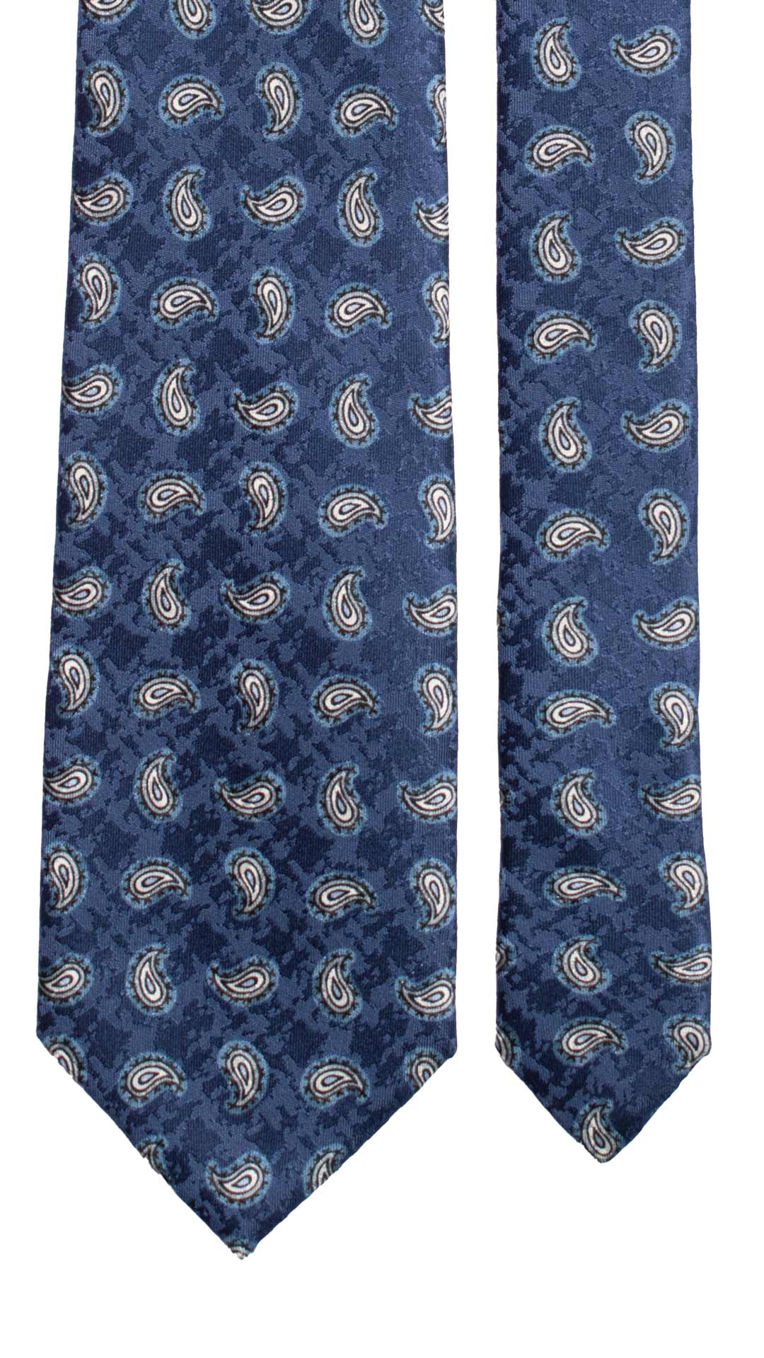 Cravatta-Stampa-di-Seta-Jacquard-Blu-Navy-Cangiante-Paisley-Celeste-Grigio-Bianco-AN7059 Pala
