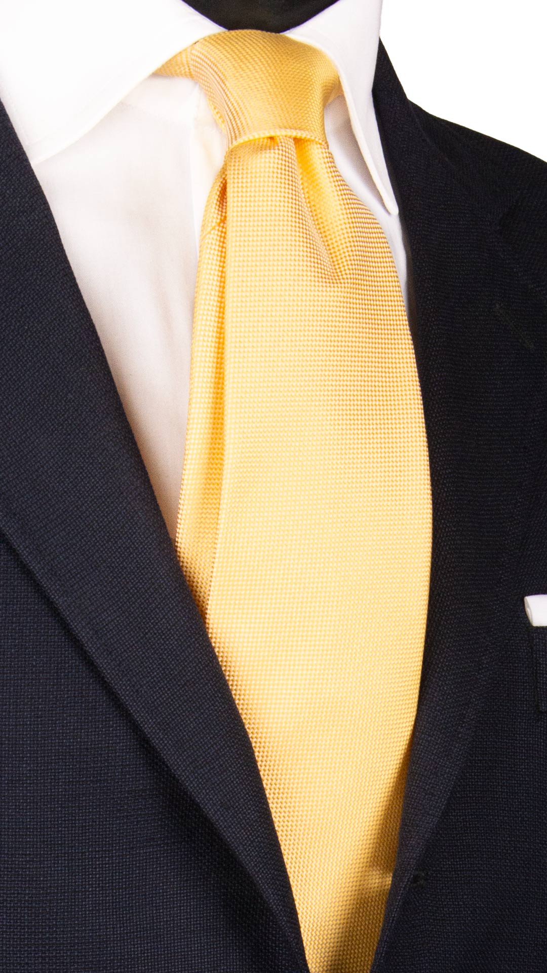 Cravatta di Seta Gialla Tinta Unita 7035 Made in Italy Graffeo Cravatte