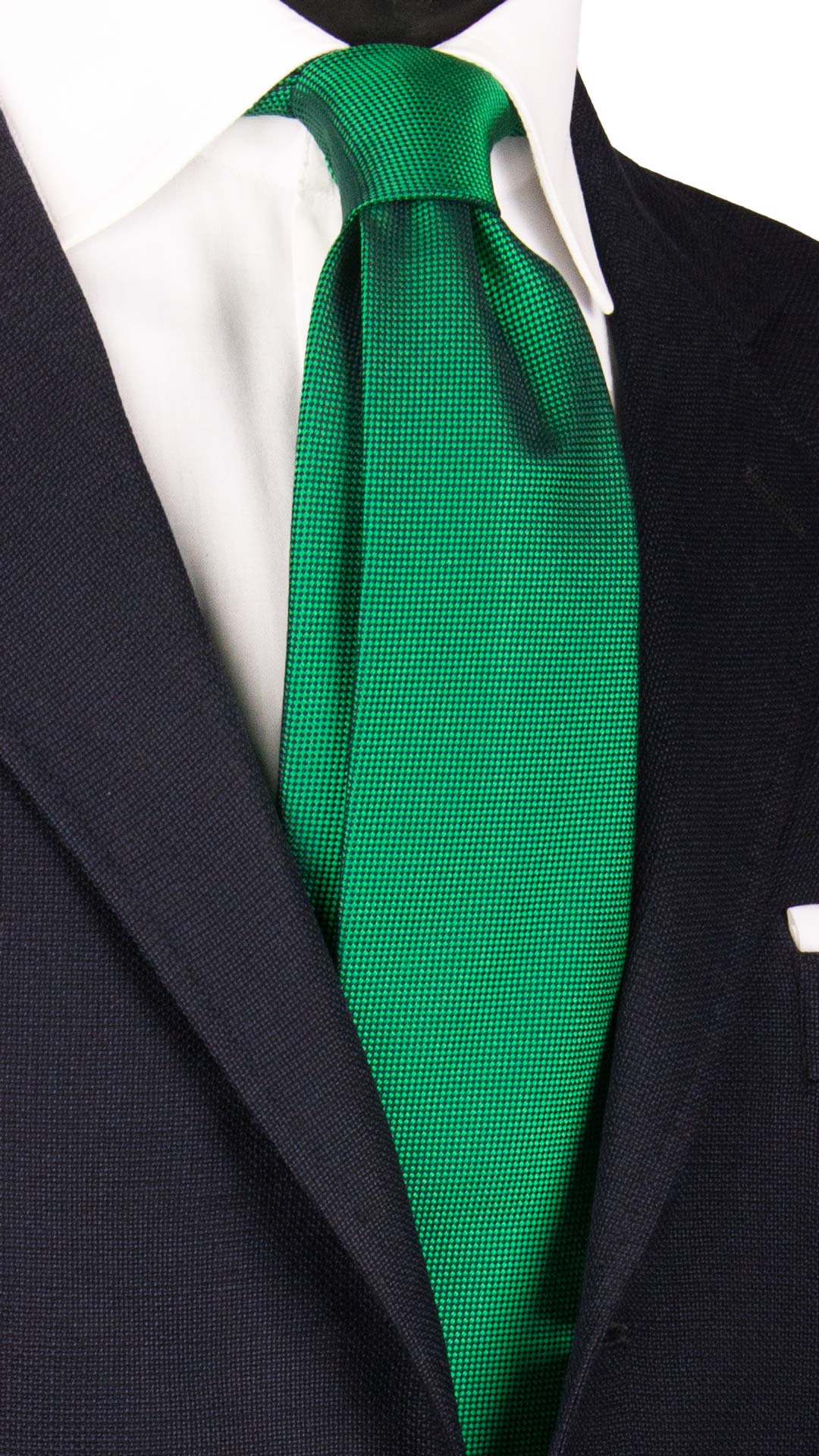 Cravatta di Seta Verde Tinta Unita 7032 Made in Italy Graffeo Cravatte
