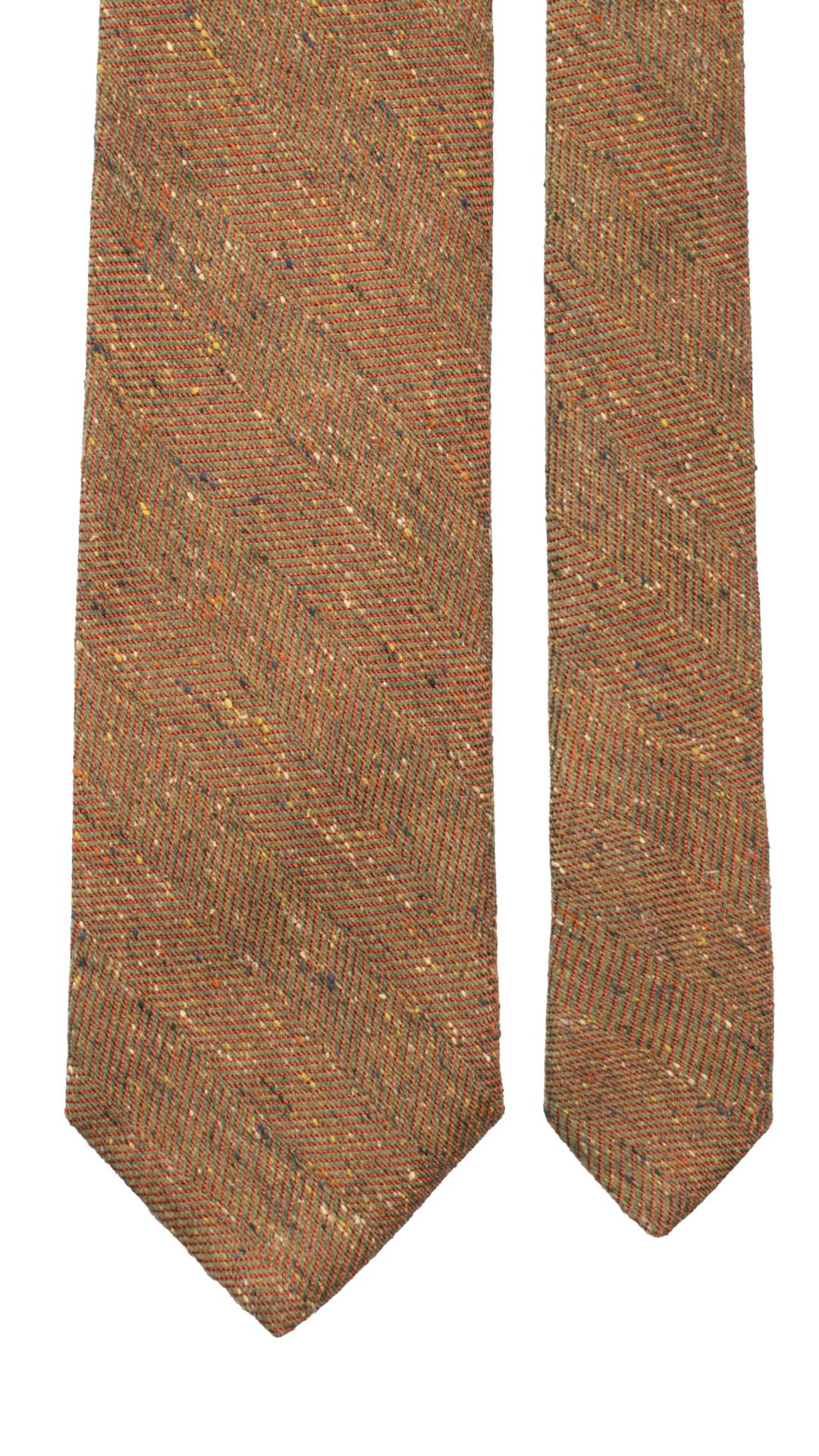 Cravatta-in-Seta-Lino-Marrone-Lisca-di-Pesce-Arancione-Effetto-Tweed-Multicolor-7114
Pala