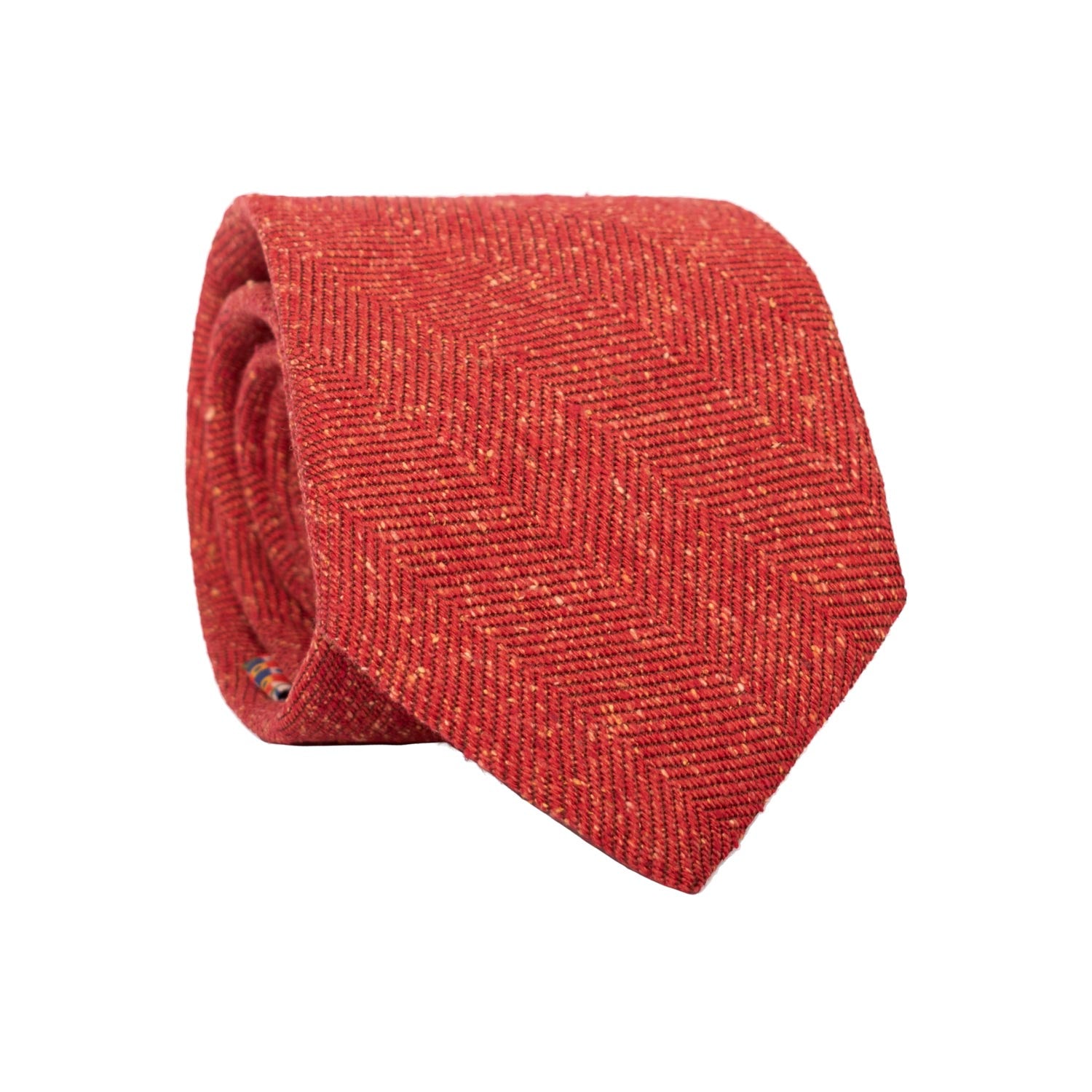 Cravatta-in-Seta-Lino-Rossa-Lisca-di-Pesce-Marrone-Effetto-Tweed-Multicolor-7115
Rotolo