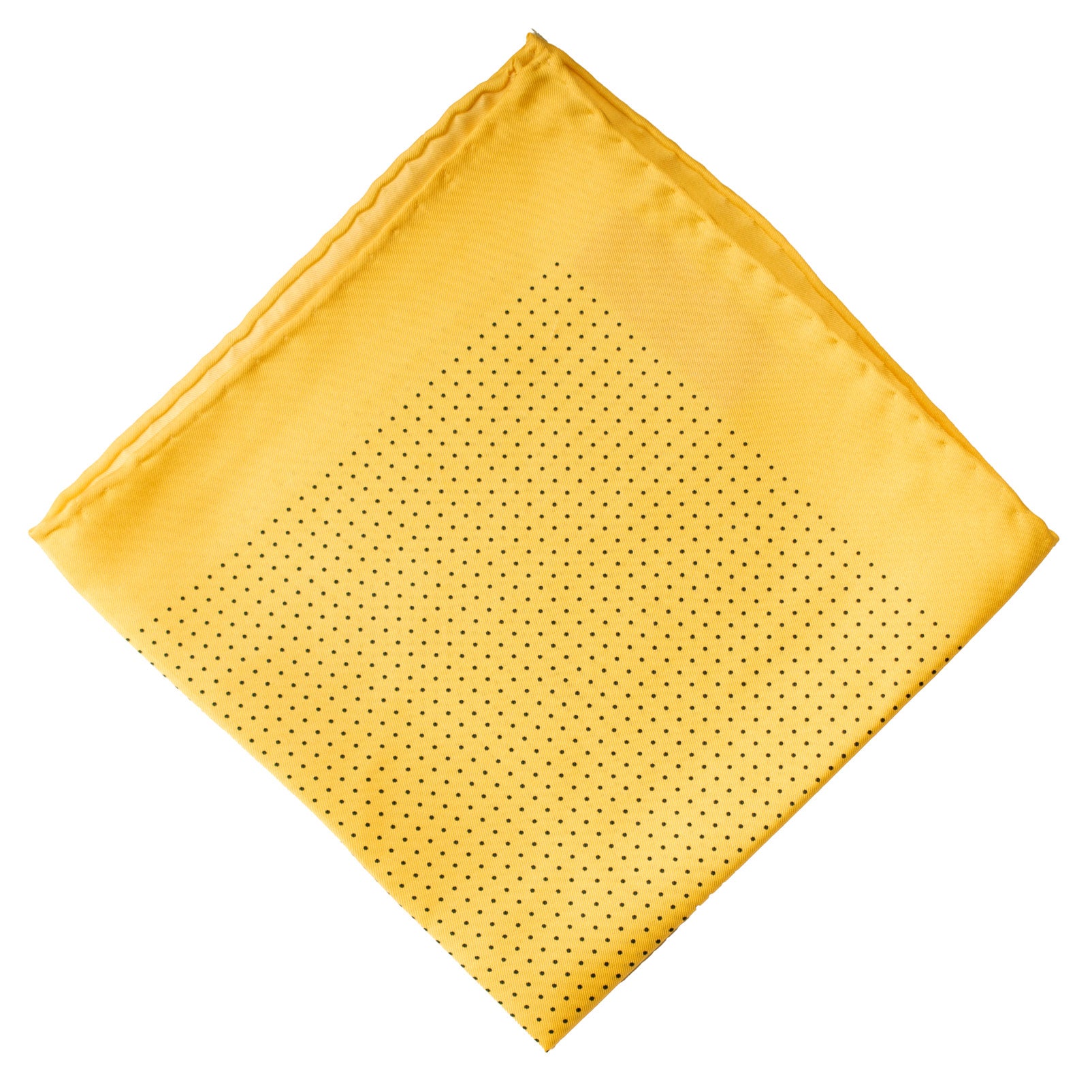 Fazzoletto da Taschino Vintage di Seta Giallo a Pois Neri POCV685 Piegata