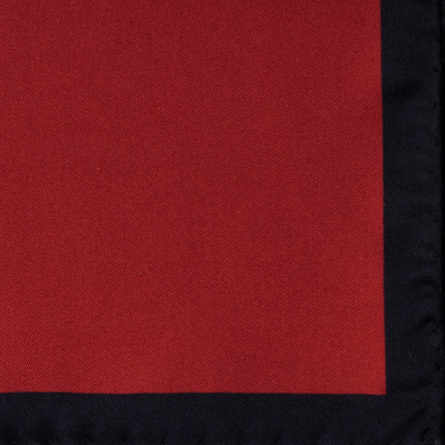 Fazzoletto da Taschino Vintage di Seta Rossa Bordeaux Blu Tinta Unita POCV759 Dettaglio