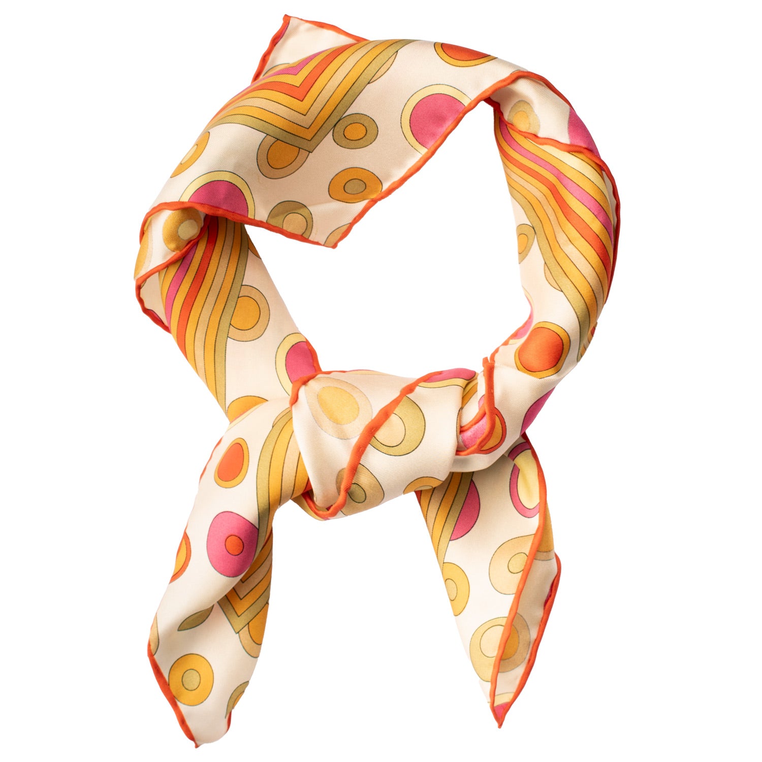 Foulard di Seta Bianco Panna Fantasia Multicolor Made in Italy Graffeo Cravatte Annodato