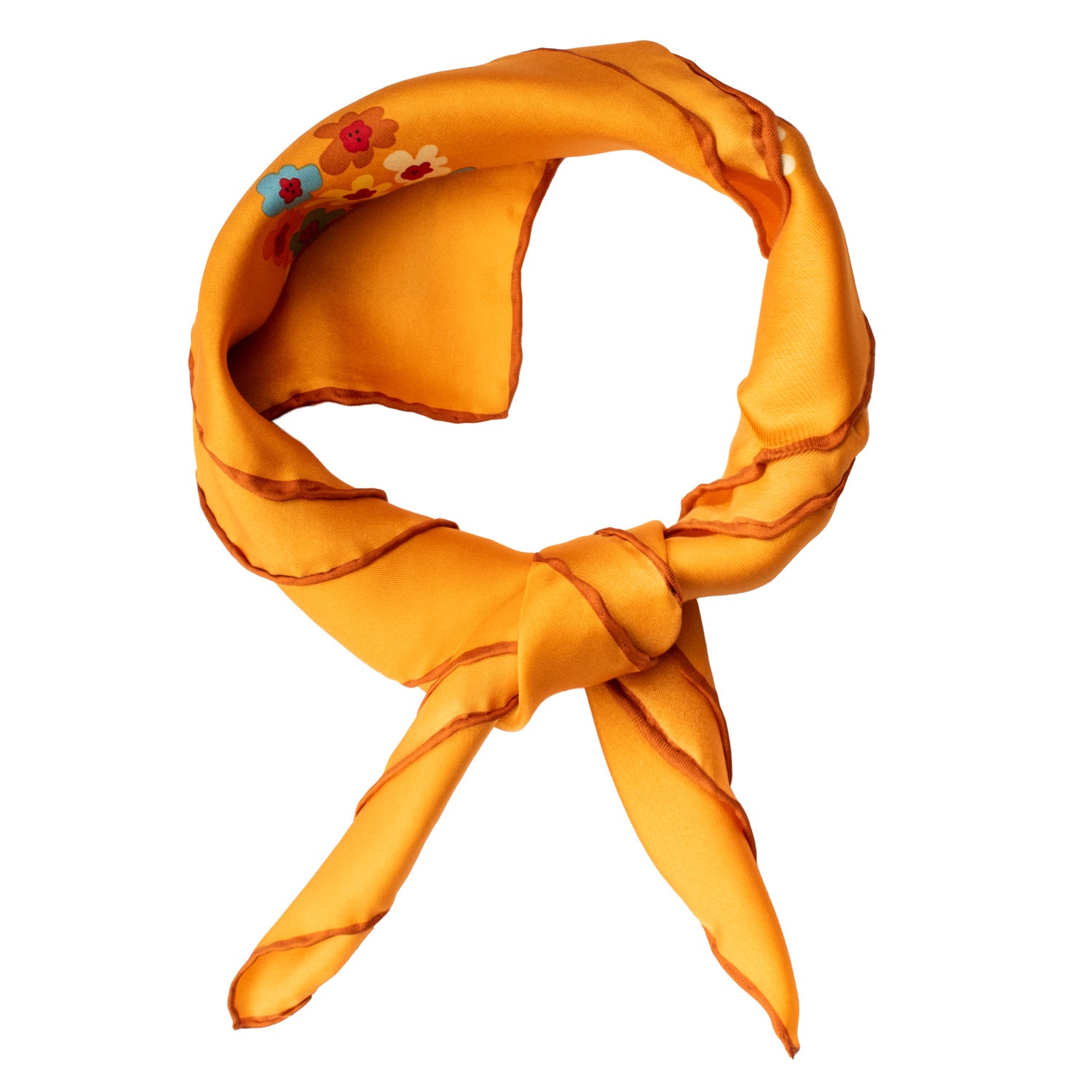 Foulard di Seta Giallo Ocra a Fiori Multicolor Made in Italy Graffeo Cravatte Annodato