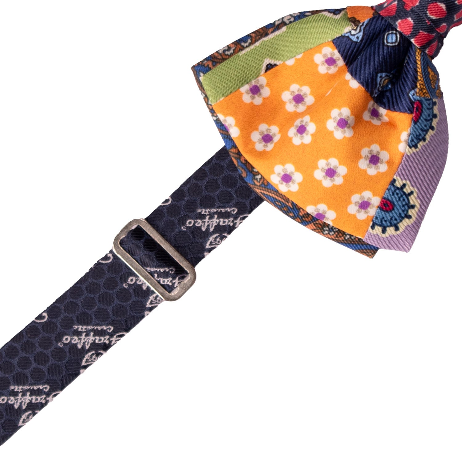 Papillon Annodato Patchwork Stampa di Seta Fantasia Multicolor PATCH1031 Made in Italy Graffeo Cravatte Pre-Tied