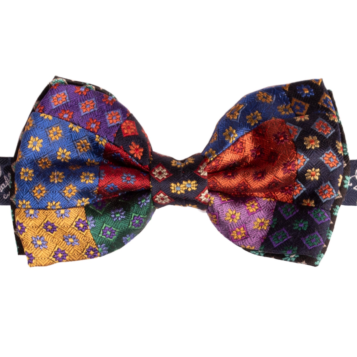 Papillon Annodato Patchwork di Seta Fantasia Multicolor PATCH987 Made in Italy Graffeo Cravatte