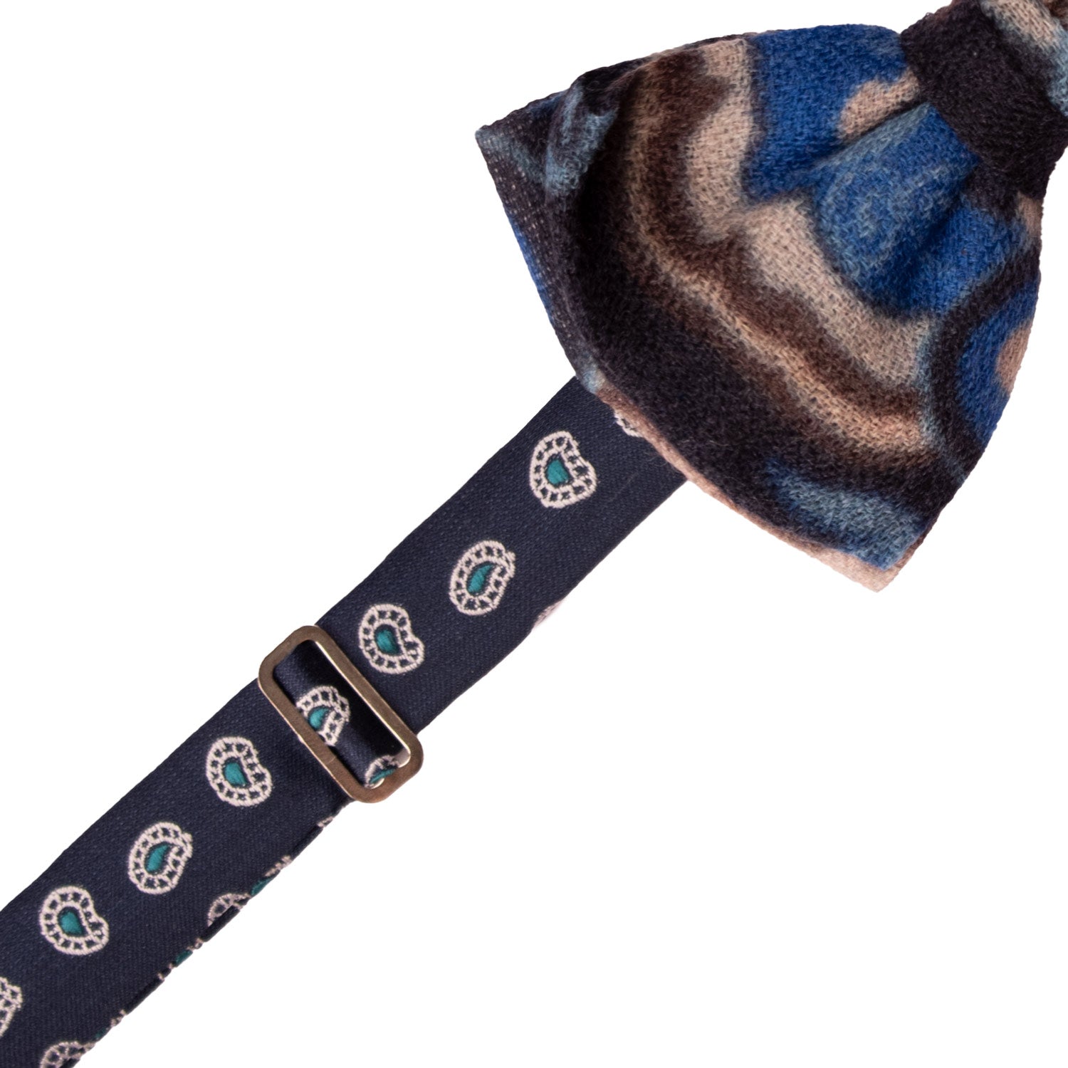 Papillon-Annodato-Vintage-di-Cashmere-Fantasia-Blu-Bluette-Marrone-PAP1202
Pre-Tied