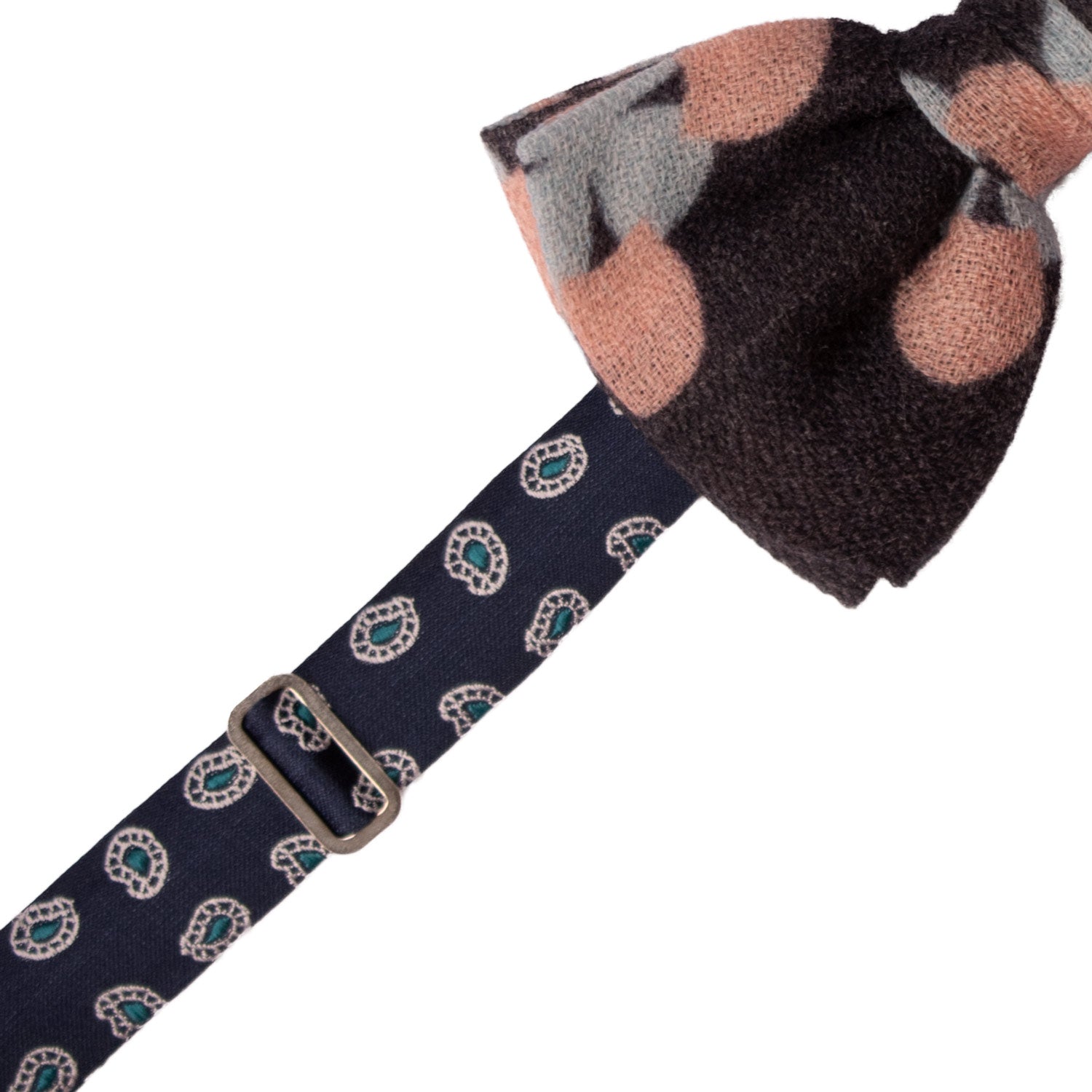 Papillon-Annodato-Vintage-di-Cashmere-Grigio-Fantasia-Rosa-Celeste-PAP1215
Pre-Tied