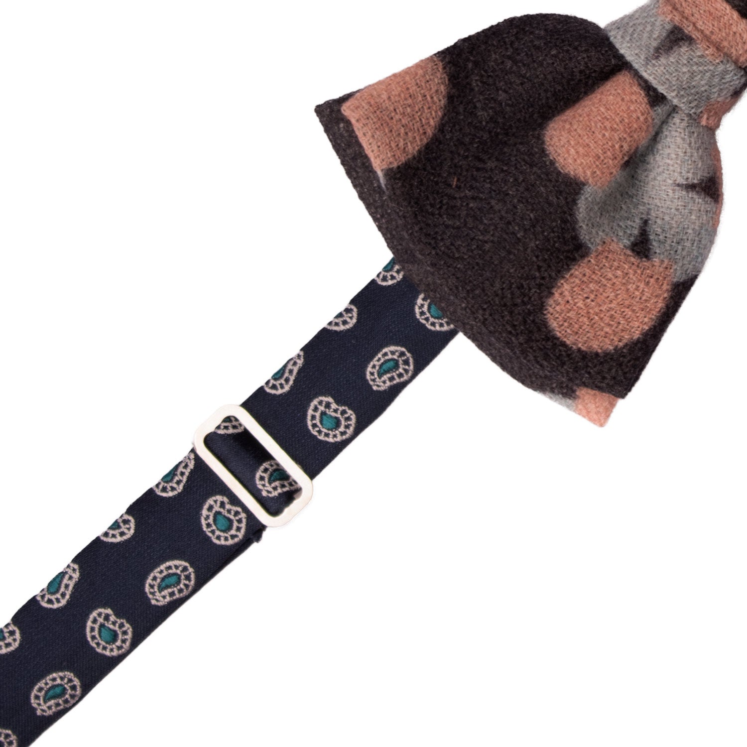 Papillon-Annodato-Vintage-di-Cashmere-Grigio-Scuro-Fantasia-Celeste-Rosa-PAP1267
Pre-Tied