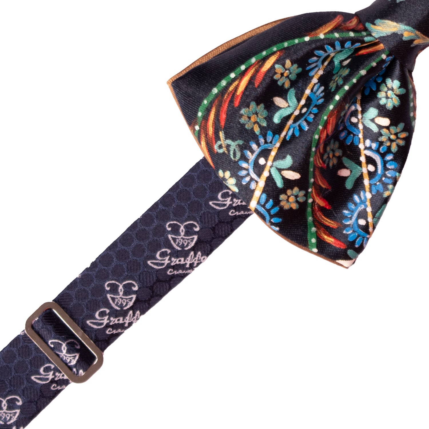 Papillon Siciliano Sartoriale Blu Dipinto a Mano by Giovanna Perricone PS157 Made in Italy Graffeo Cravatte Pre-Tied