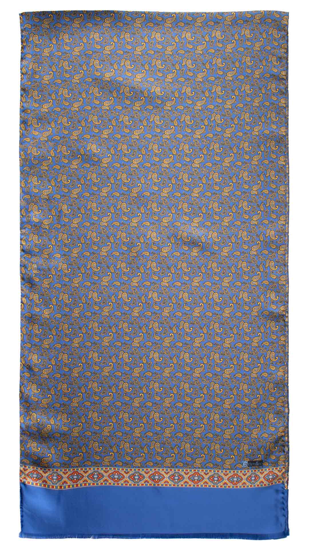 Sciarpa-ad-una-Foglia-di-Seta-Bluette-Paisley-Giallo-Celeste-Bianco-SF62
Intera