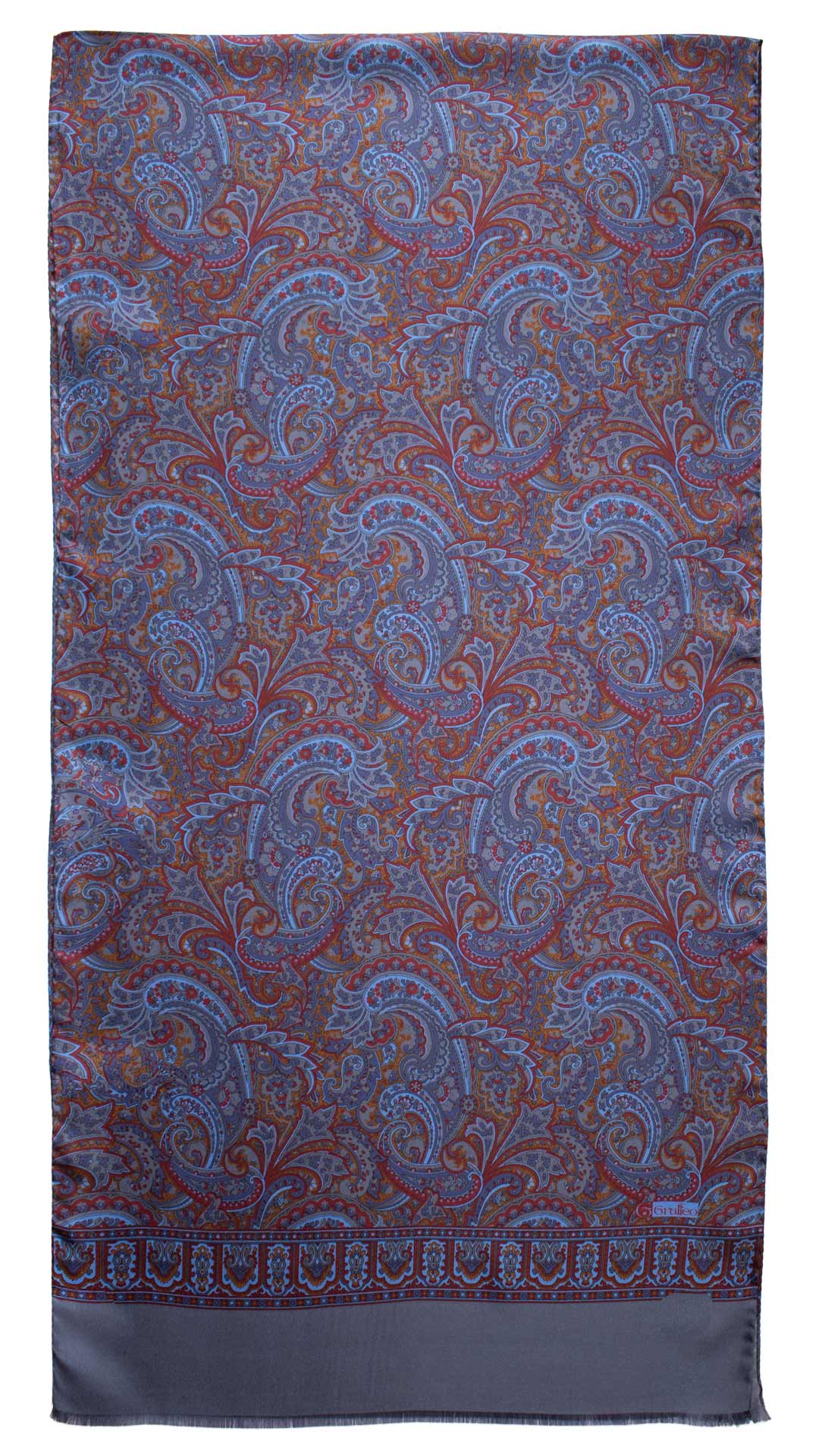 Sciarpa-ad-una-Foglia-di-Seta-Grigia-Paisley-Multicolor-SF50
Intera