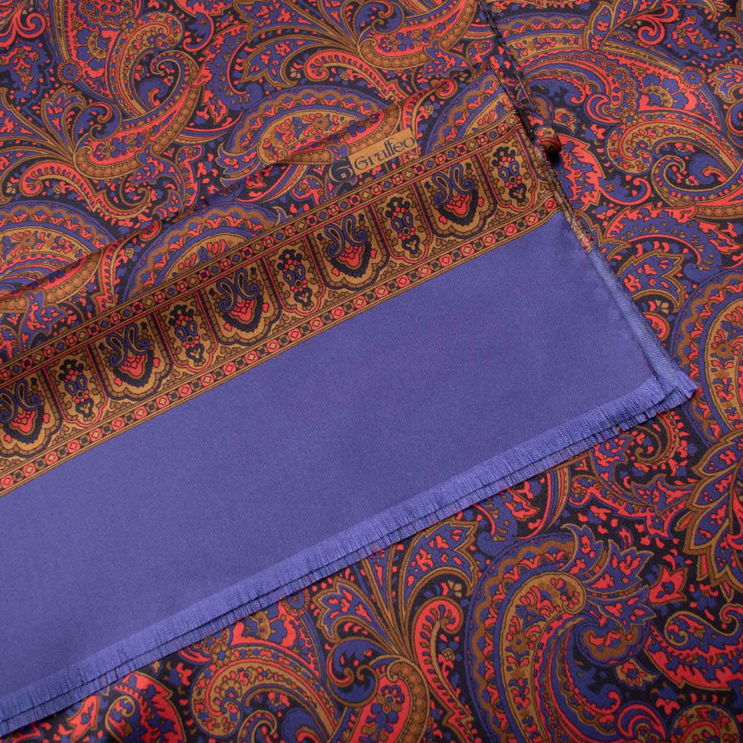 Sciarpa-ad-una-Foglia-di-Seta-Viola-Paisley-Arancione-Marrone-Blu-SF49
Dettaglio