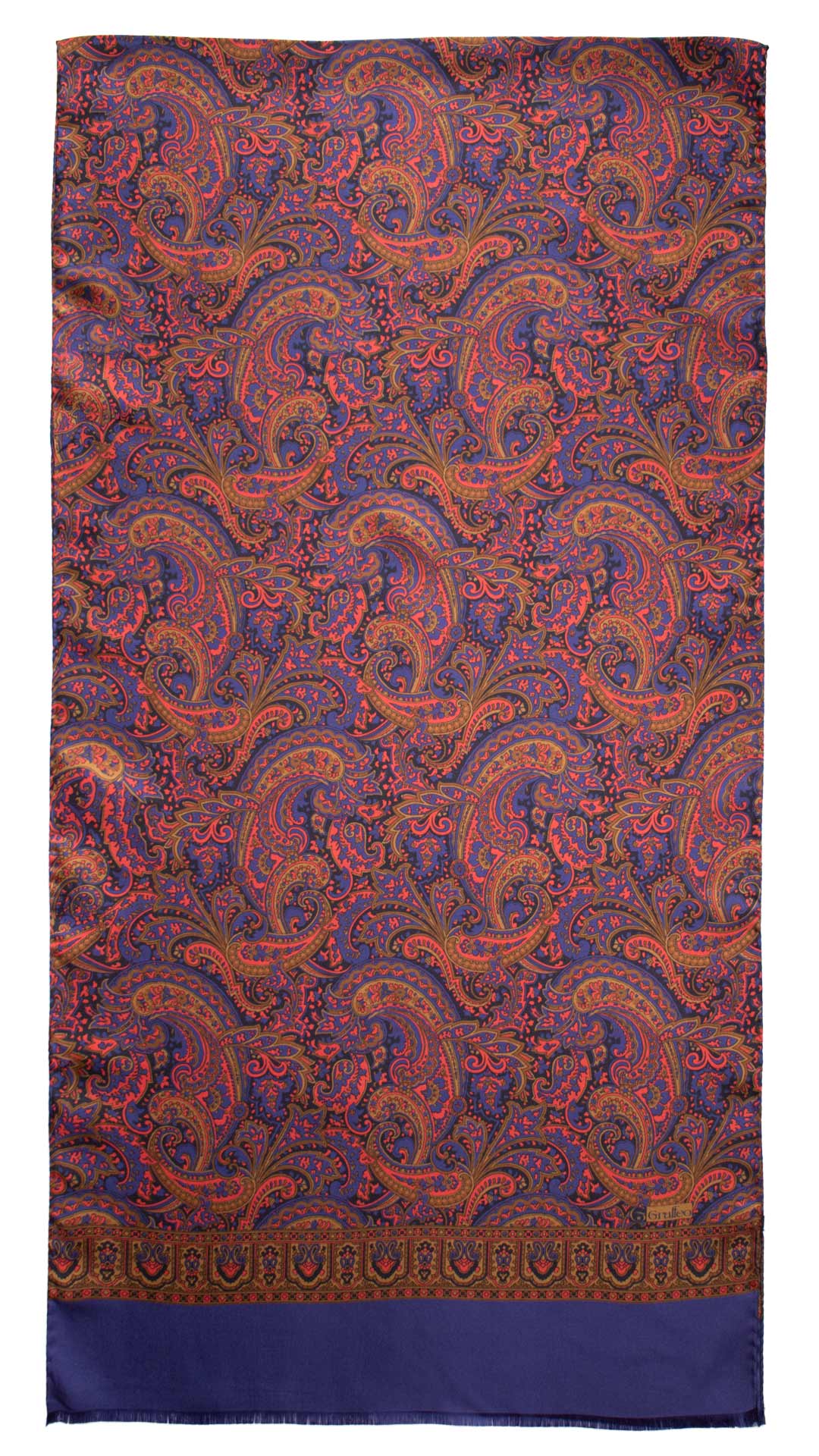 Sciarpa-ad-una-Foglia-di-Seta-Viola-Paisley-Arancione-Marrone-Blu-SF49
Intera