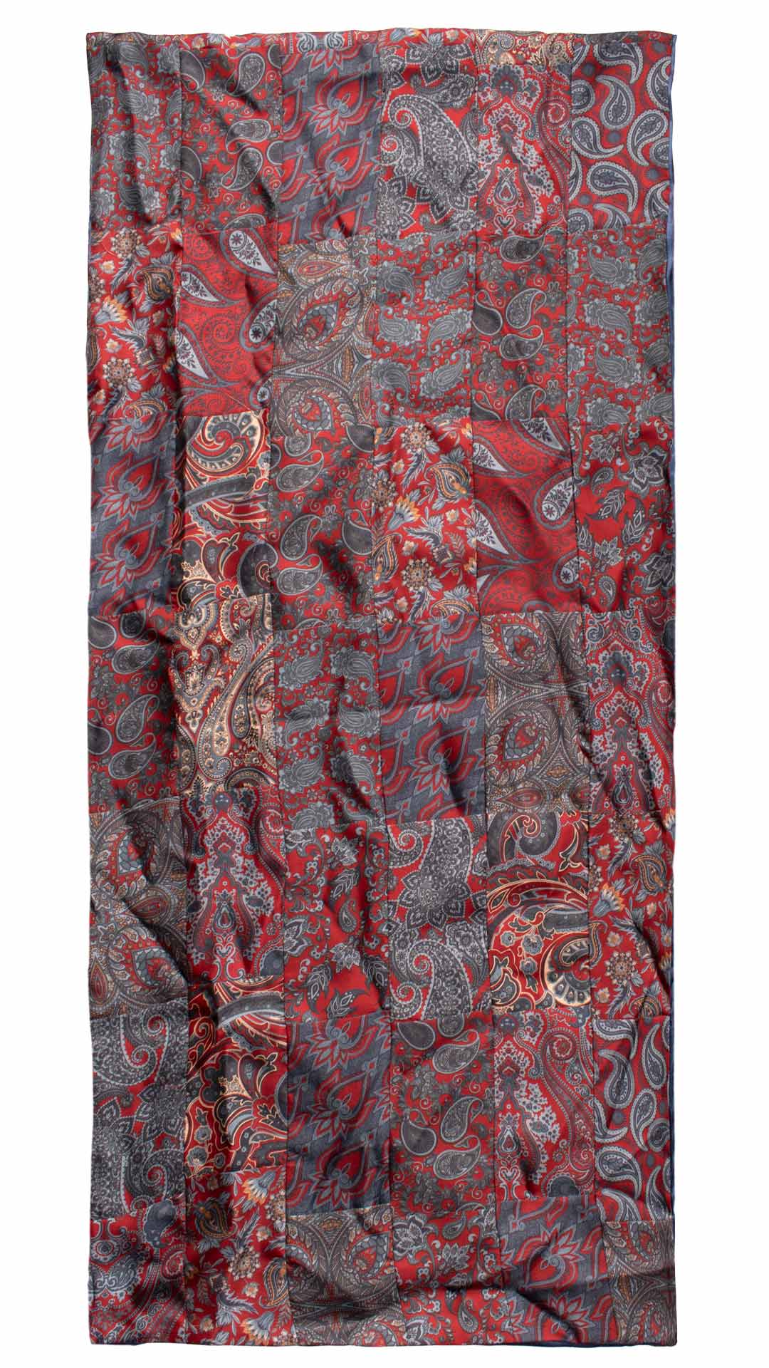 Sciarpa di Seta Rossa Bordeaux Patchwork a Fantasia Paisley Made in Italy Graffeo Cravatte Intera