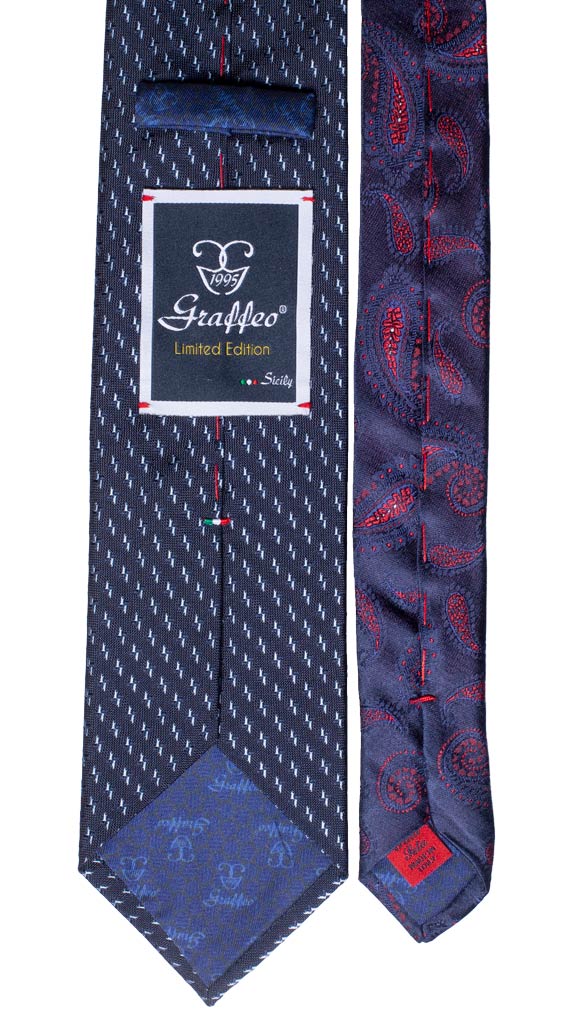 Cravatta Blu Fantasia Celeste Nodo in Contrasto Celeste Pois Blu Made in Italy Graffeo Cravatte Pala