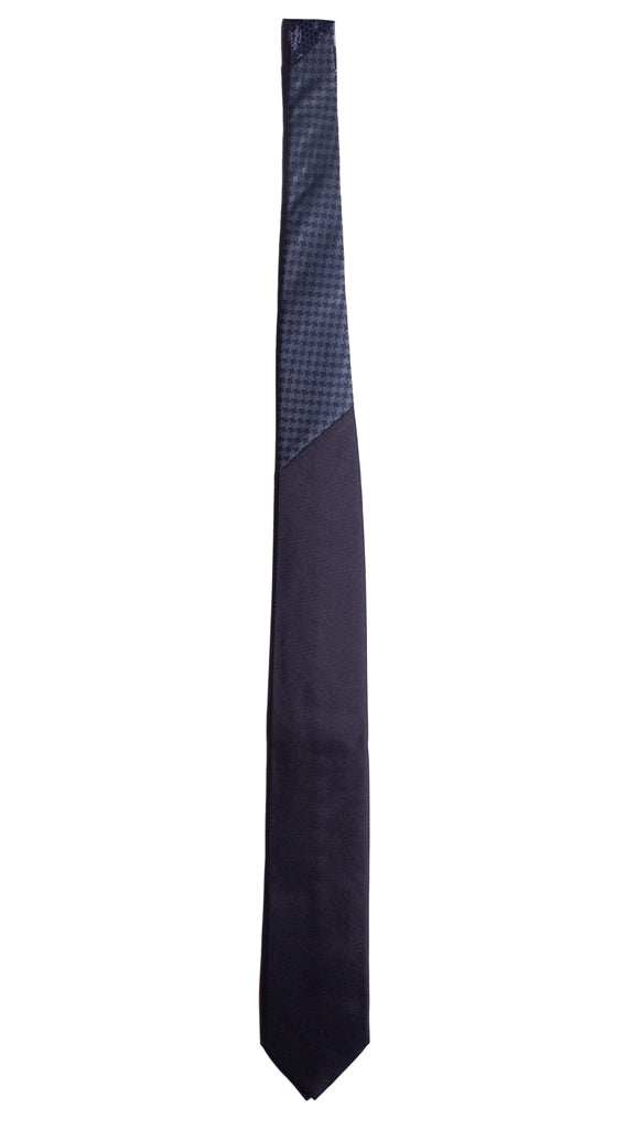 Cravatta Blu Nodo in Contrasto Pied de Poule Grigio Blu Made in Italy Graffeo Cravatte Intera