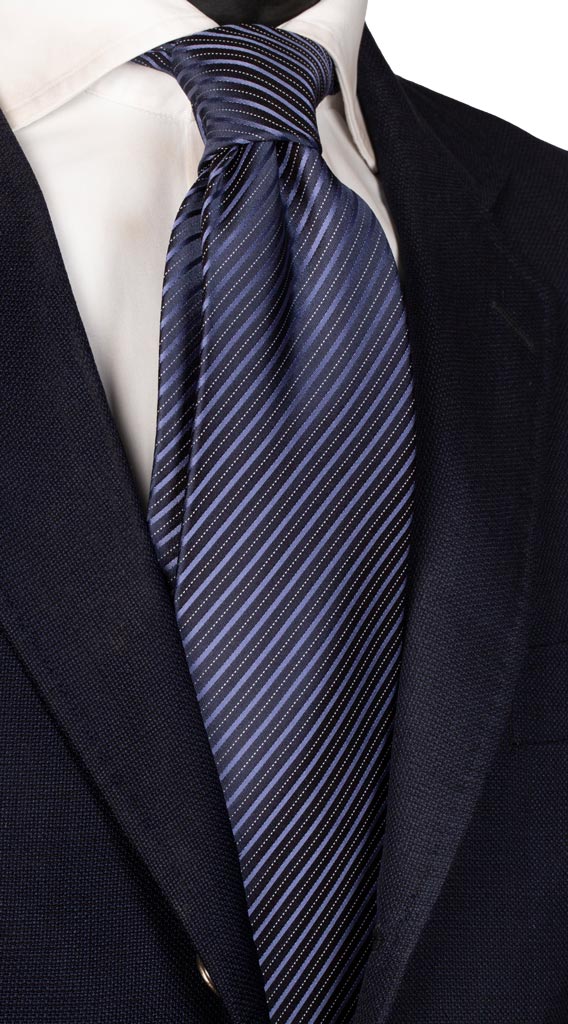 Cravatta Regimental di Seta Blu Navy Cangiante Made in Italy graffeo Cravatte