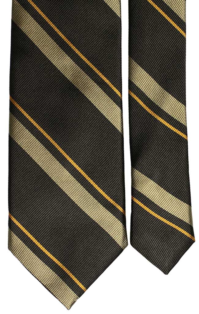 Cravatta Regimental di Seta Verde Riga Gialla Verde Chiaro Made in Italy Graffeo Cravatte Pala