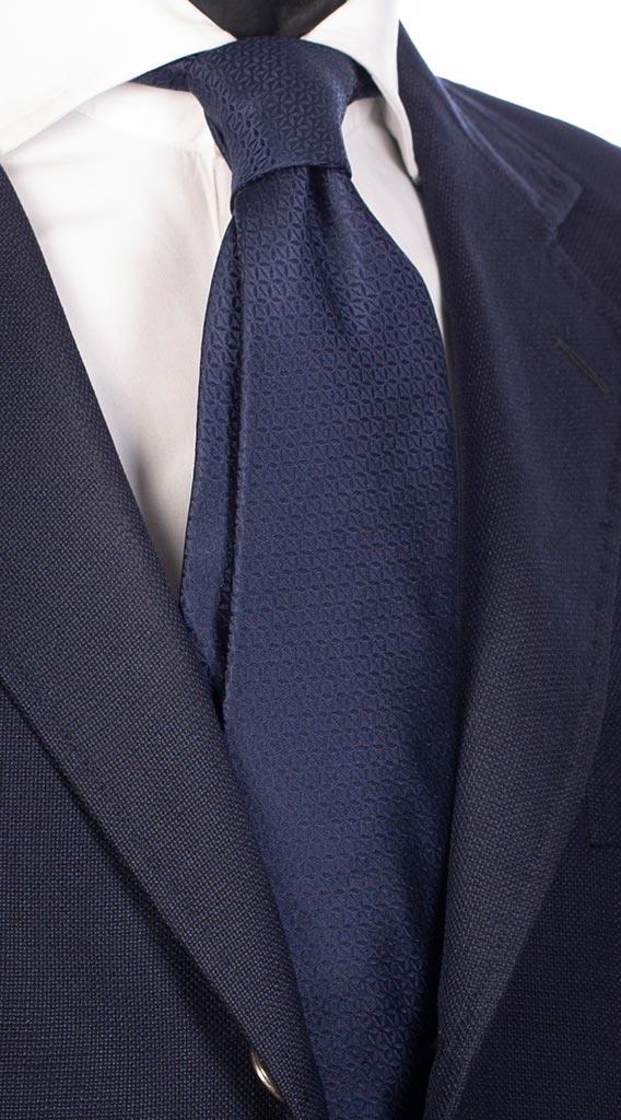 Cravatta Uomo per Cerimonia di Seta Blu Fantasia Tono su Tono Made in Italy Graffeo Cravatte